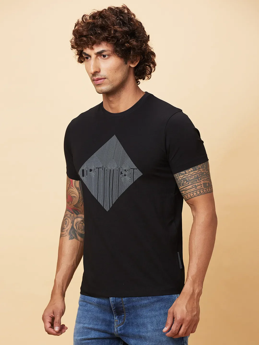 Black Regular Fit Men's Short Sleeves T-Shirt by Being Human Clothing - Image 4