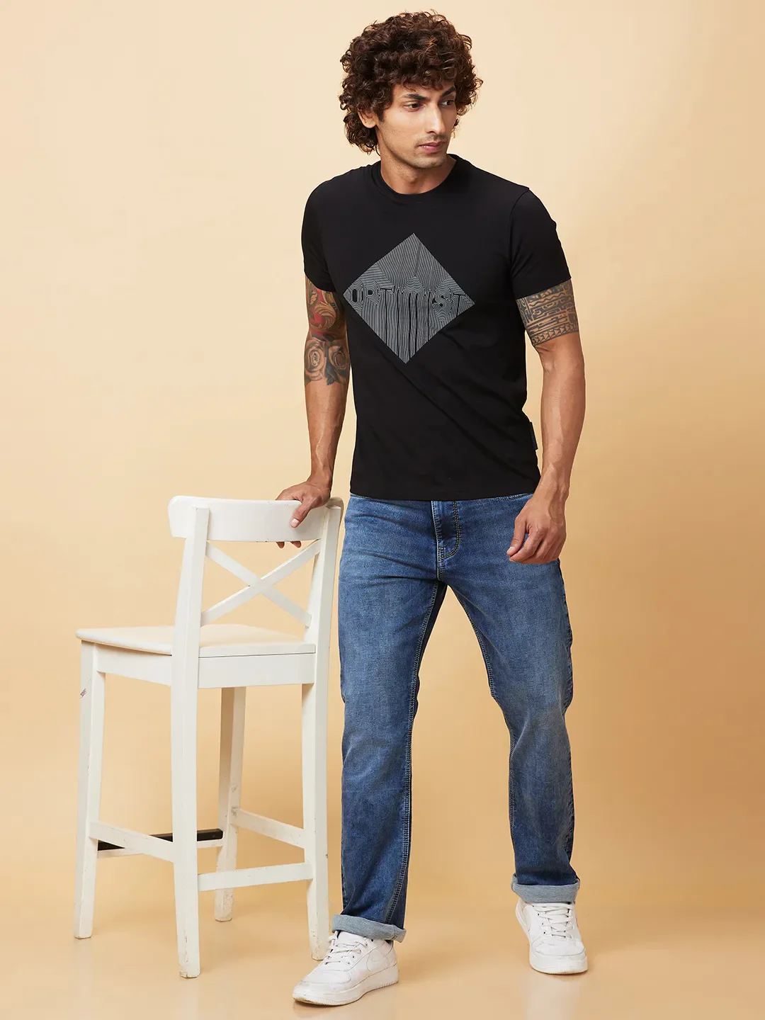 Black Regular Fit Men's Short Sleeves T-Shirt by Being Human Clothing - Image 6