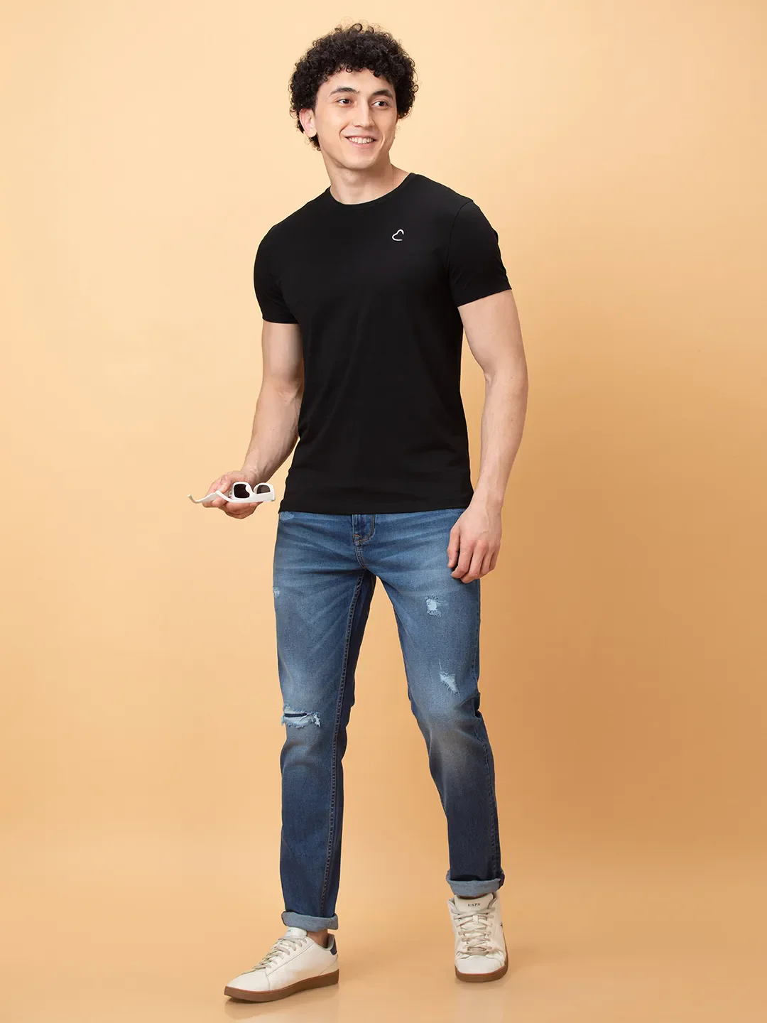 Black Regular Fit Round Neck Men's T-Shirt by Being Human Clothing - Image 6