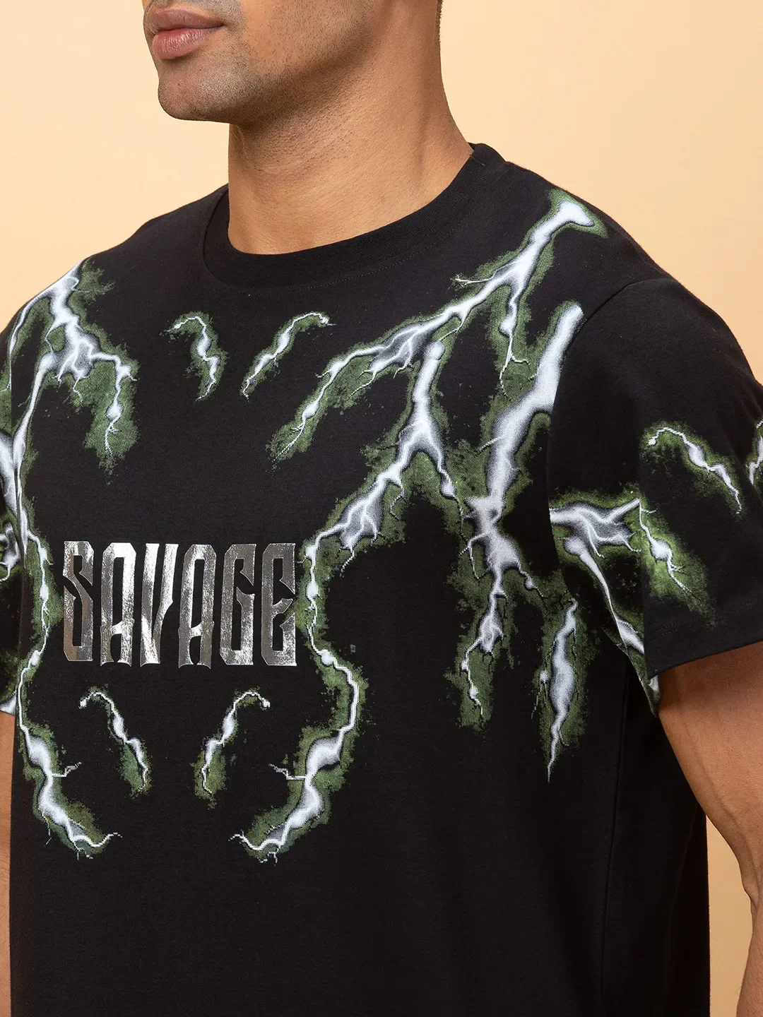Black Regular Fit Round Neck Men's T-Shirt by Being Human Clothing - Image 5