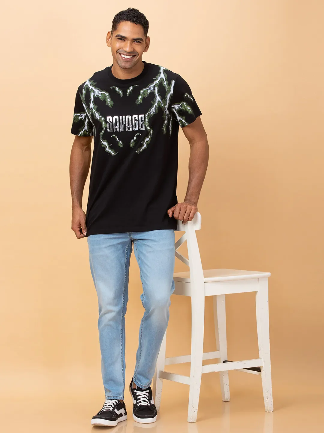 Black Regular Fit Round Neck Men's T-Shirt by Being Human Clothing - Image 6