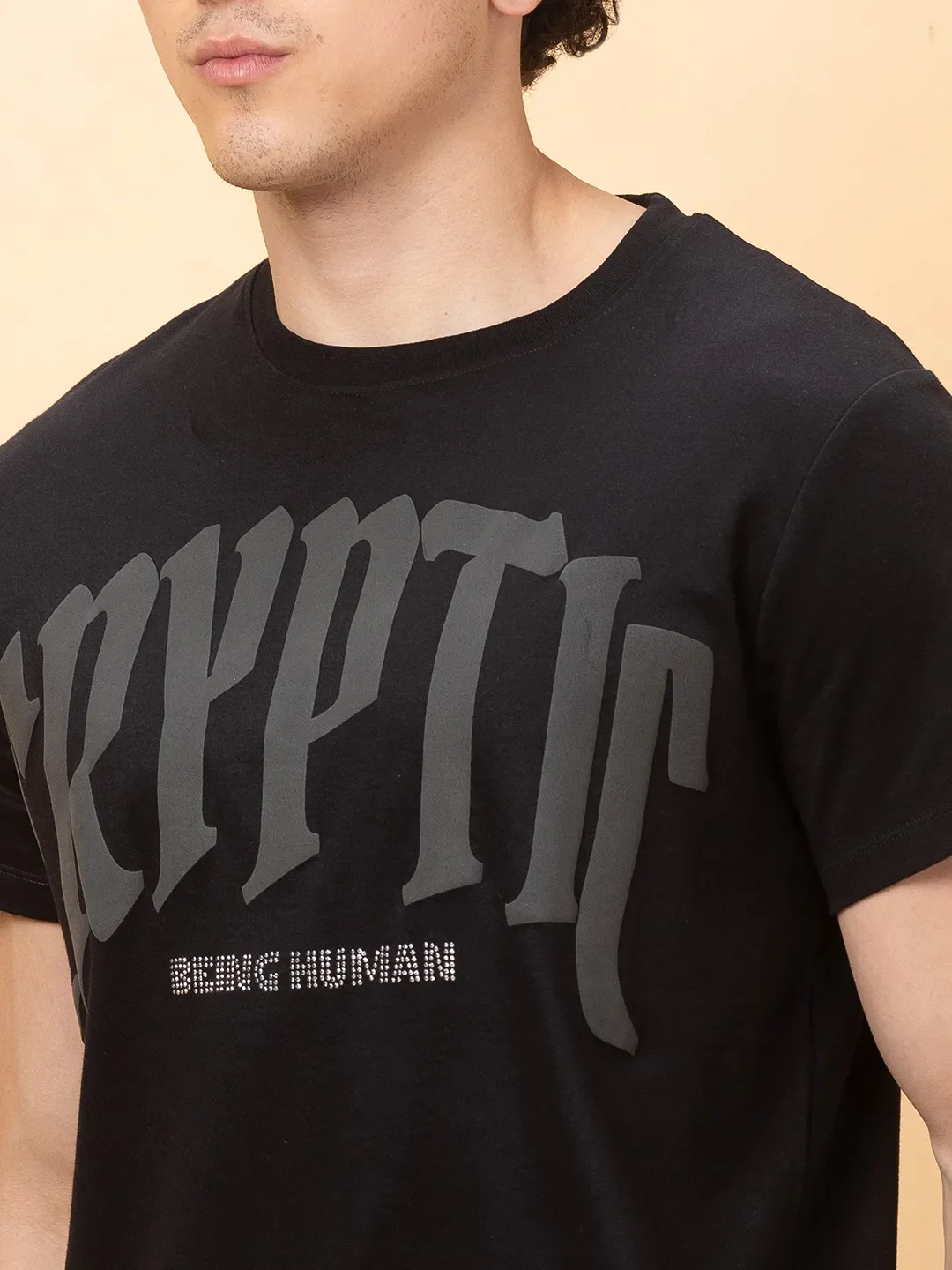 Black Regular Fit Men's Short Sleeves T-Shirt by Being Human Clothing - Image 5