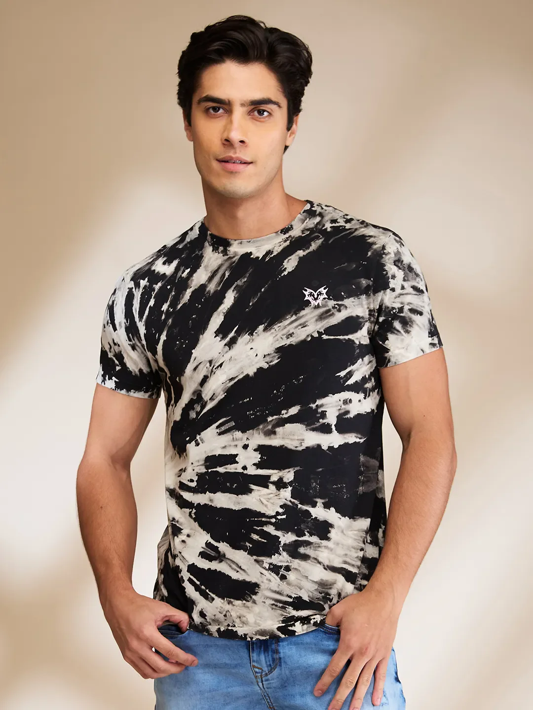 Black Regular Fit Round Neck Men's T-Shirt by Being Human Clothing