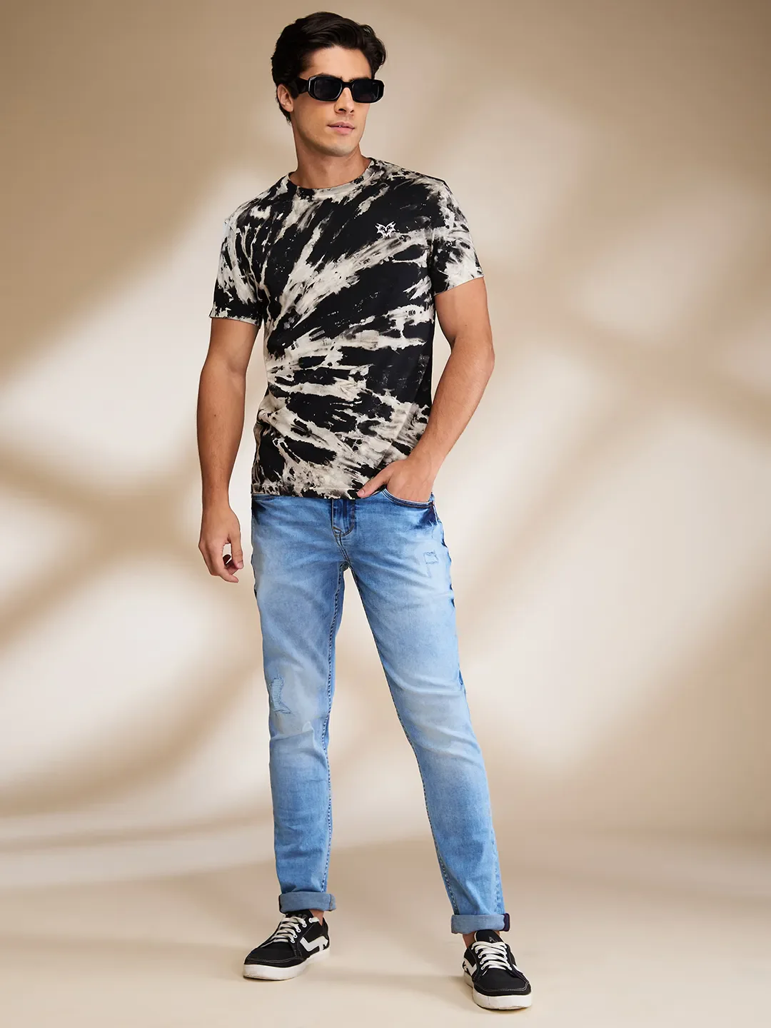 Black Regular Fit Round Neck Men's T-Shirt by Being Human Clothing - Image 6