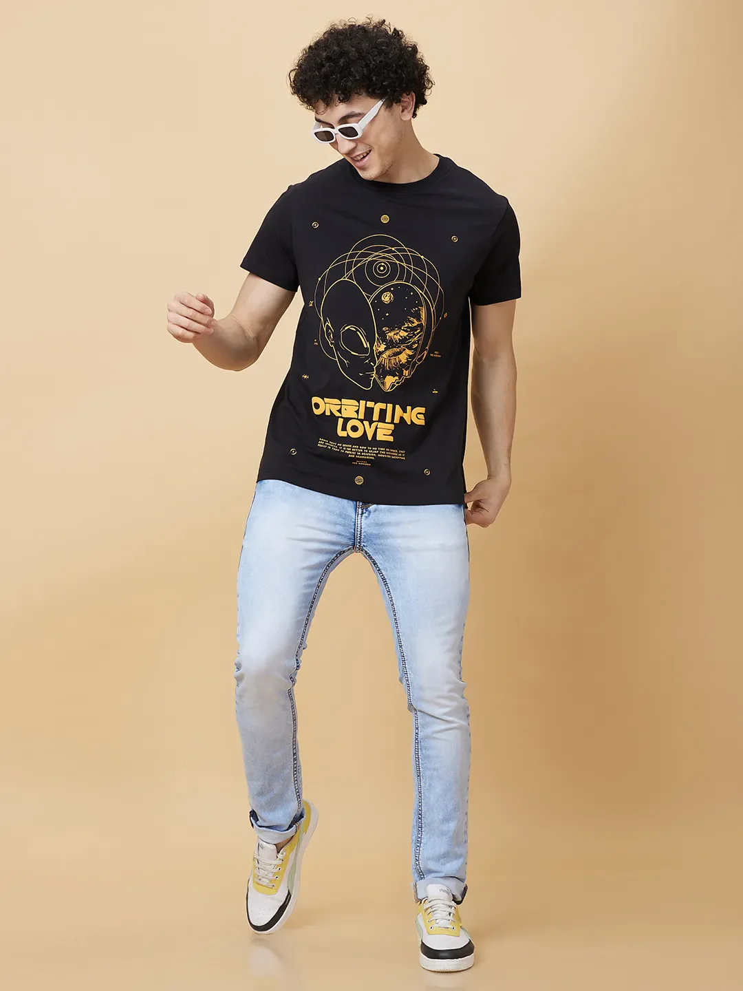 Black Regular Fit Round Neck Men's T-Shirt by Being Human Clothing - Image 6