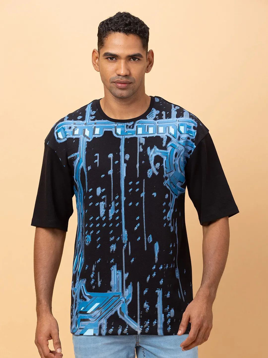Black Regular Fit Men's Short Sleeves T-Shirt by Being Human Clothing