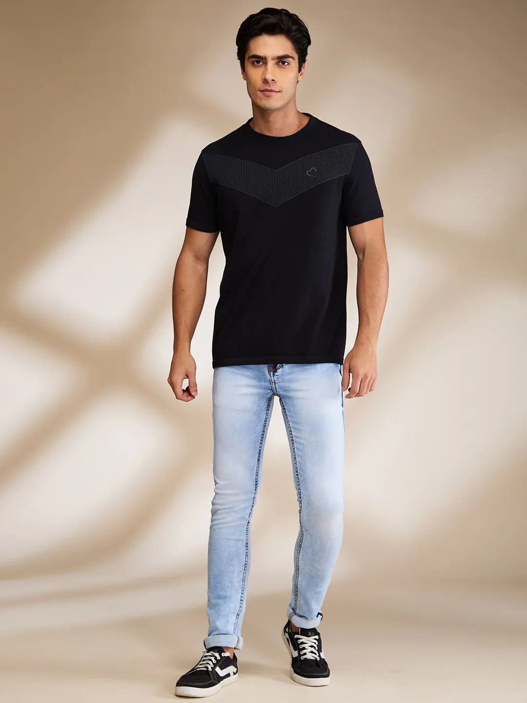 Black Regular Fit Round Neck Men's T-Shirt by Being Human Clothing - Image 2