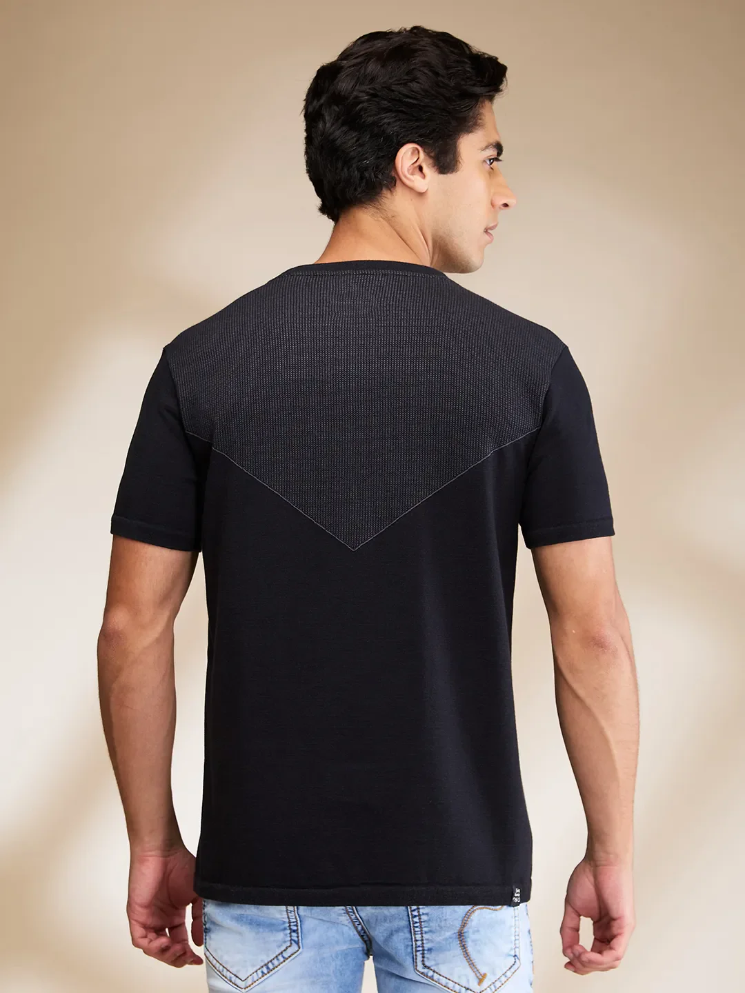 Black Regular Fit Round Neck Men's T-Shirt by Being Human Clothing - Image 3
