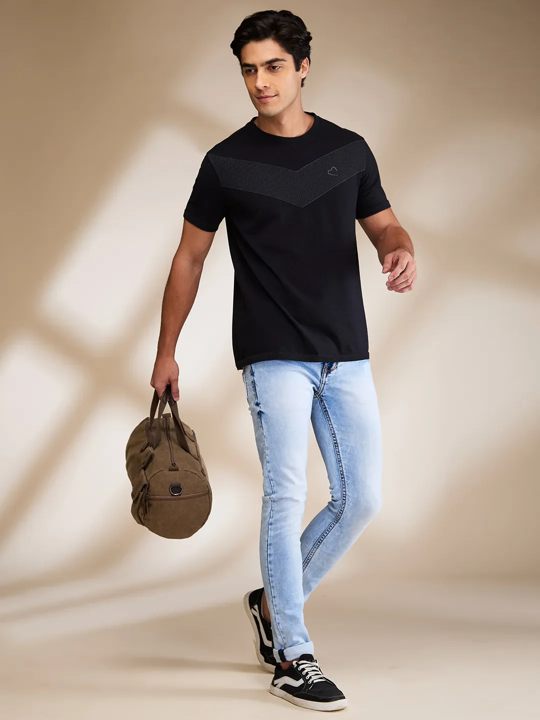 Black Regular Fit Round Neck Men's T-Shirt by Being Human Clothing - Image 6