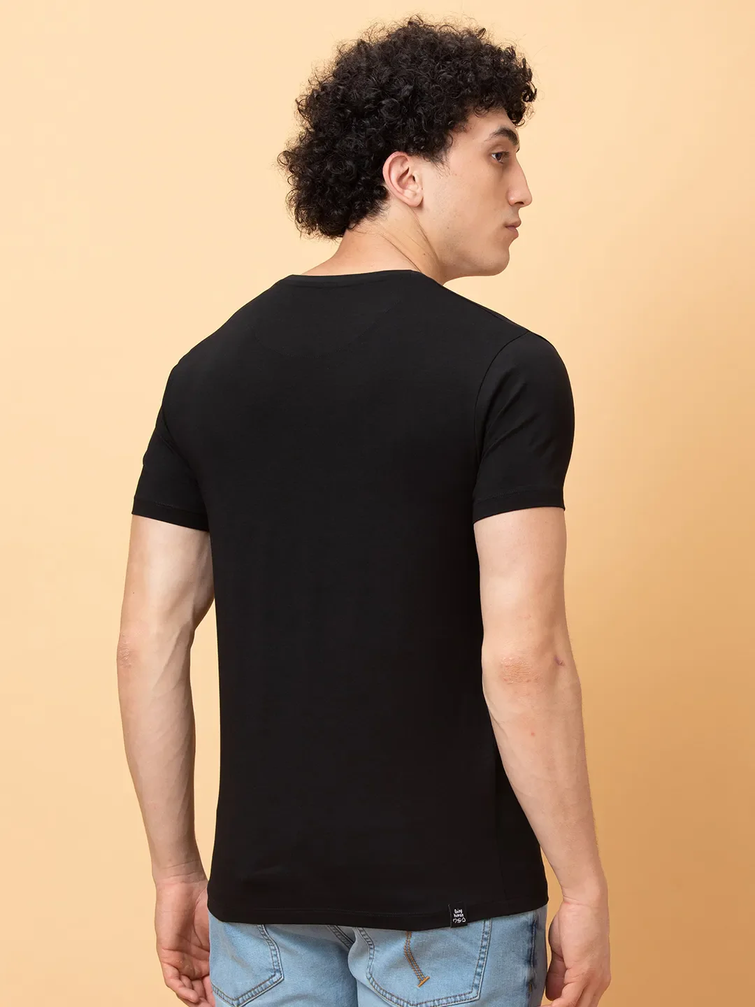 Black Regular Fit Round Neck Men's T-Shirt by Being Human Clothing - Image 3