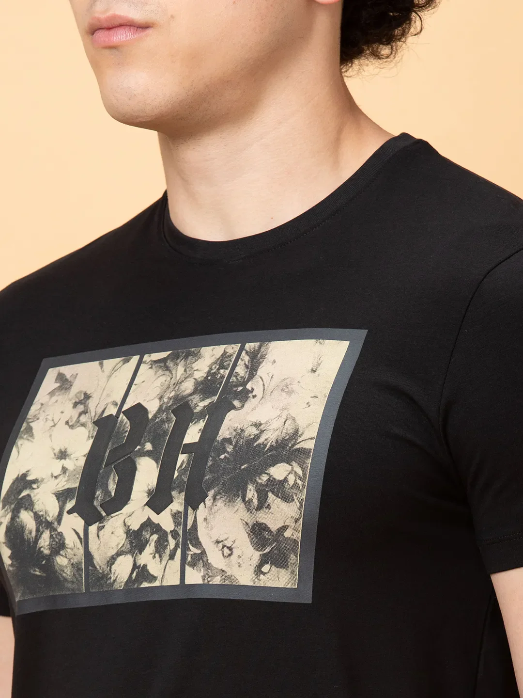 Black Regular Fit Round Neck Men's T-Shirt by Being Human Clothing - Image 5