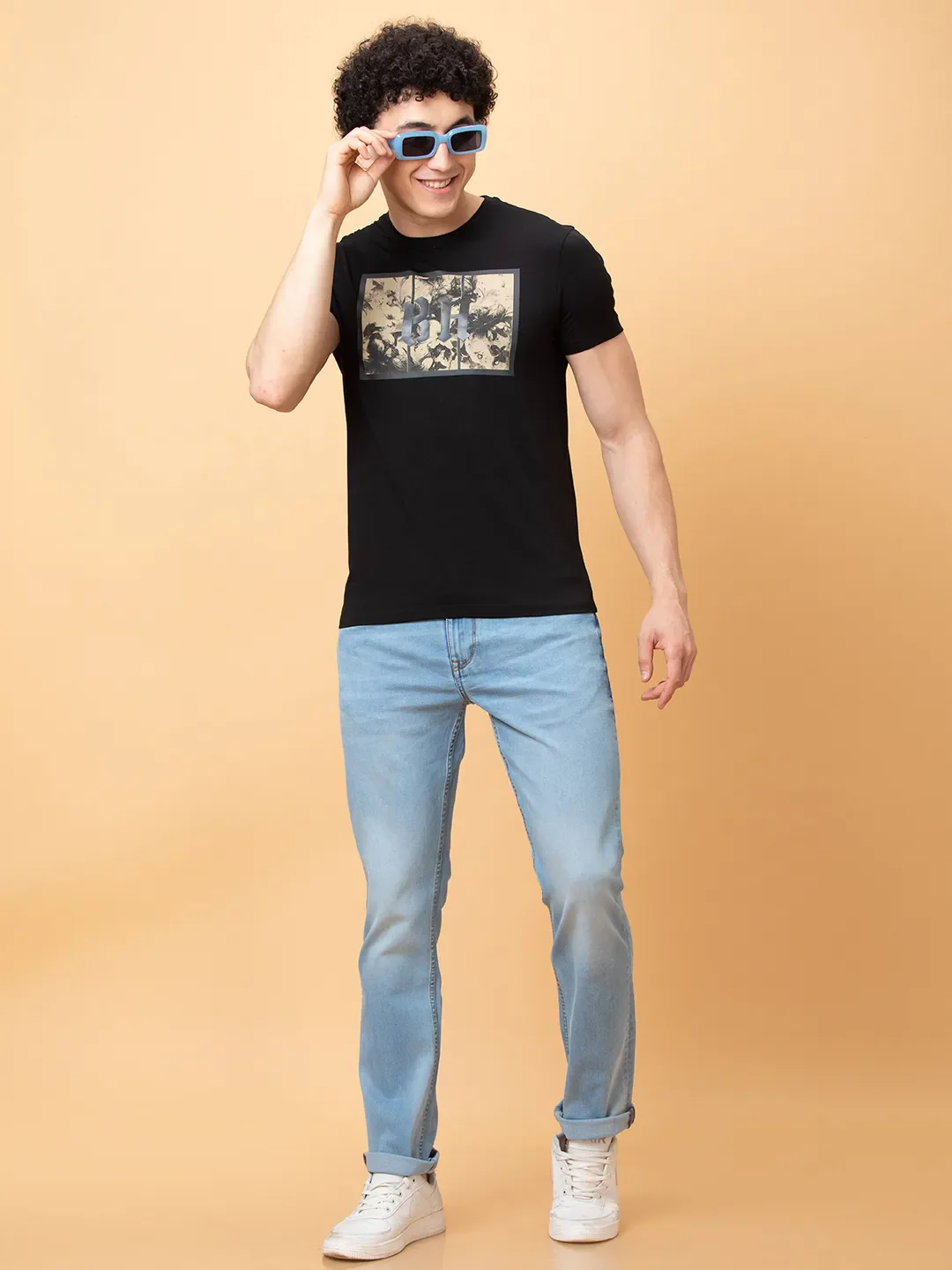 Black Regular Fit Round Neck Men's T-Shirt by Being Human Clothing - Image 6