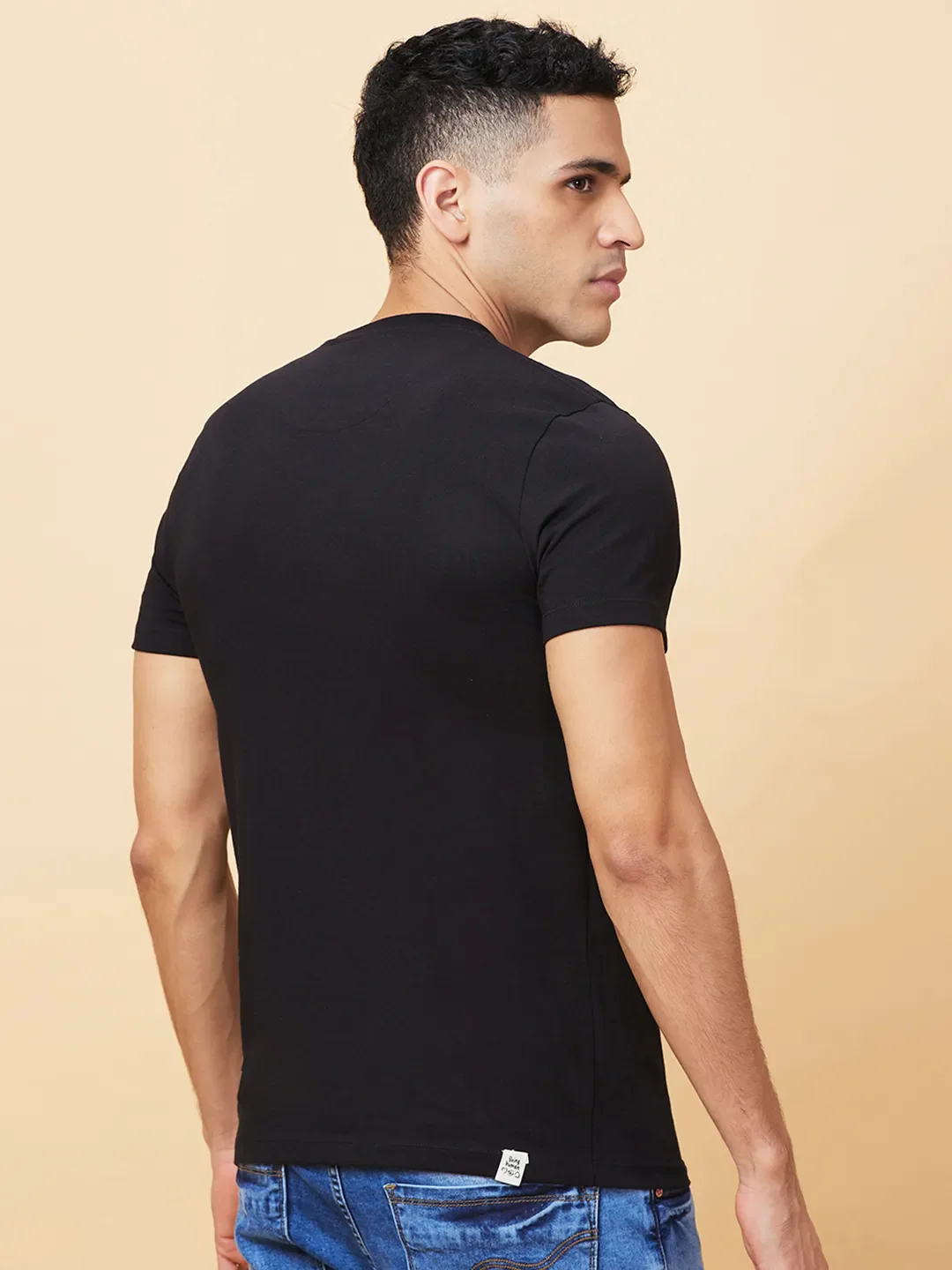 Black Regular Fit Round Neck Men's T-Shirt by Being Human Clothing - Image 3
