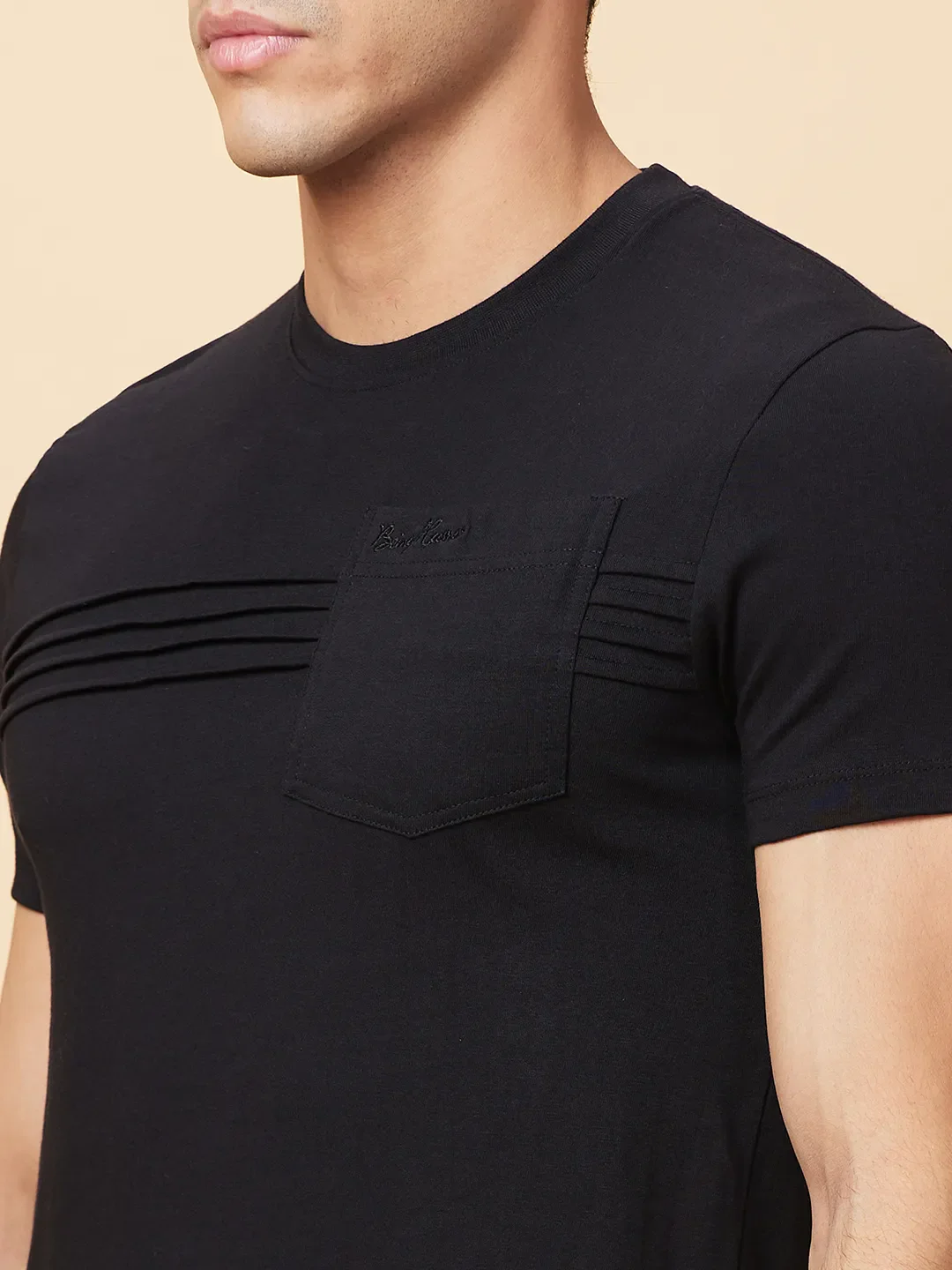 Black Regular Fit Round Neck Men's T-Shirt by Being Human Clothing - Image 5