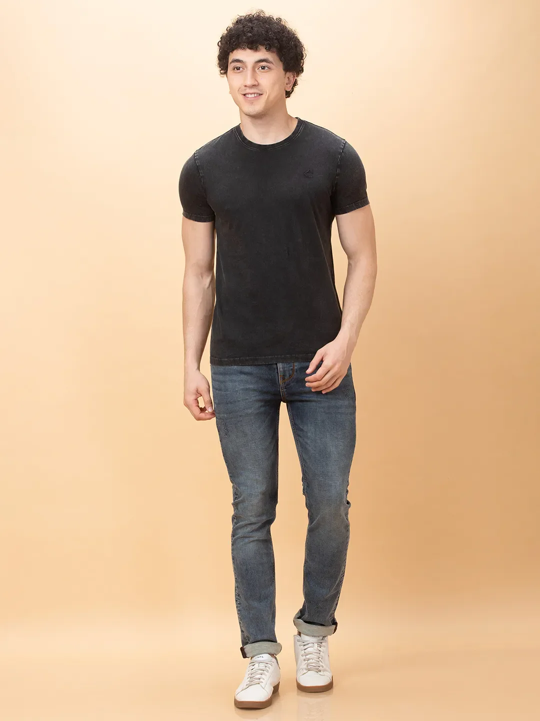 Black Regular Fit Round Neck Men's T-Shirt by Being Human Clothing - Image 2
