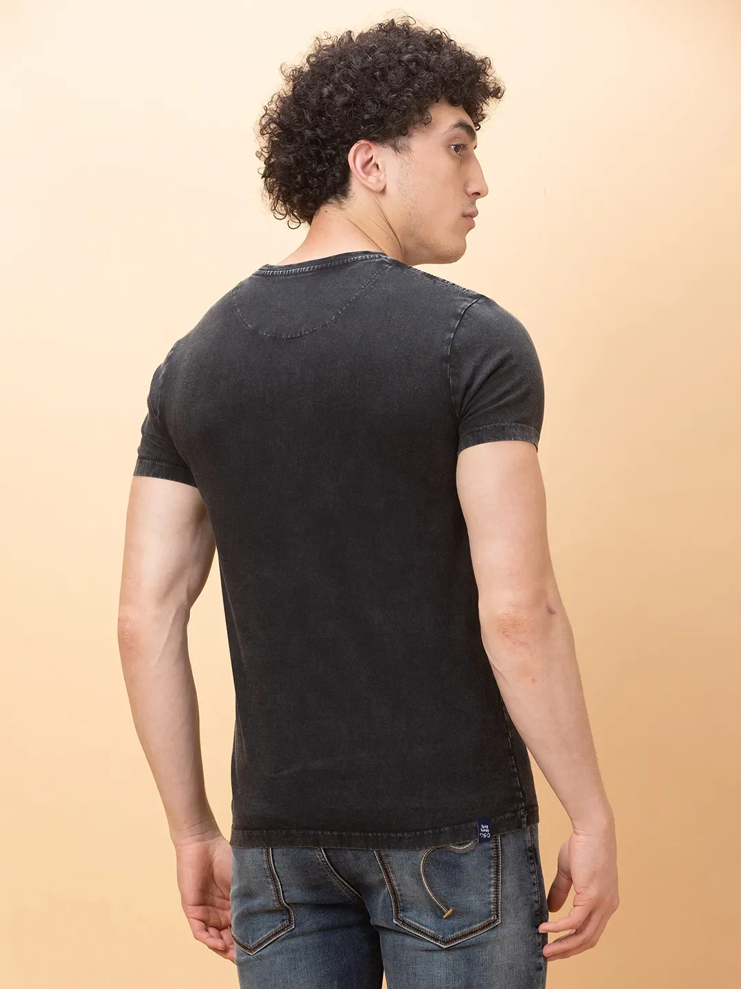Black Regular Fit Round Neck Men's T-Shirt by Being Human Clothing - Image 3