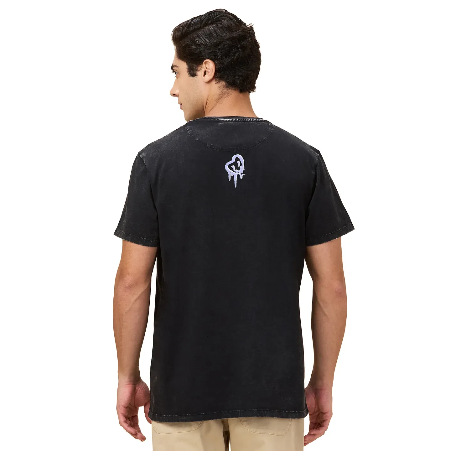 Black Easy Fit Round Neck Men's T-Shirt by Being Human Clothing - Image 3