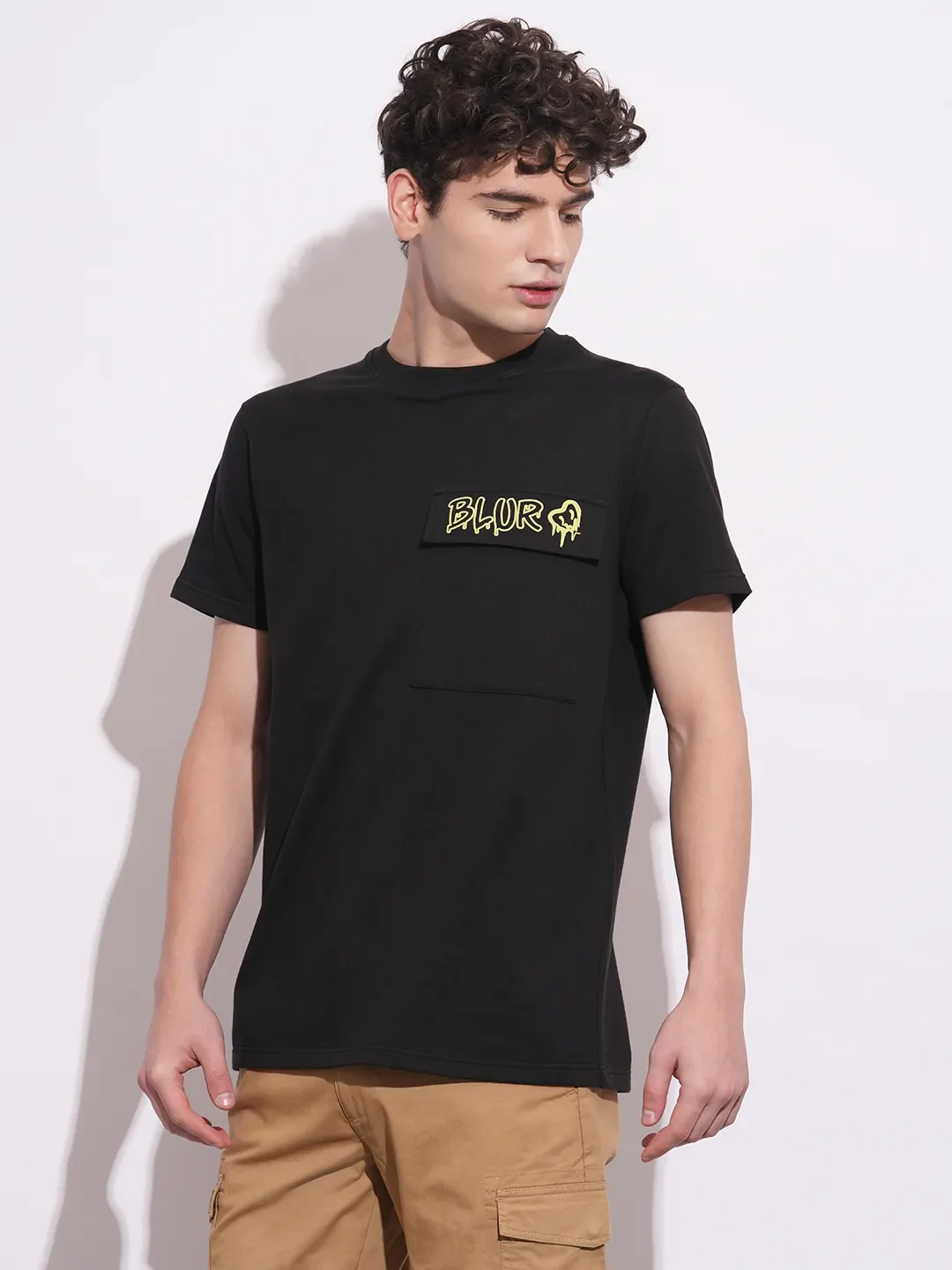 Black Slim Fit Round Neck Men's T-Shirt by Being Human Clothing - Image 2