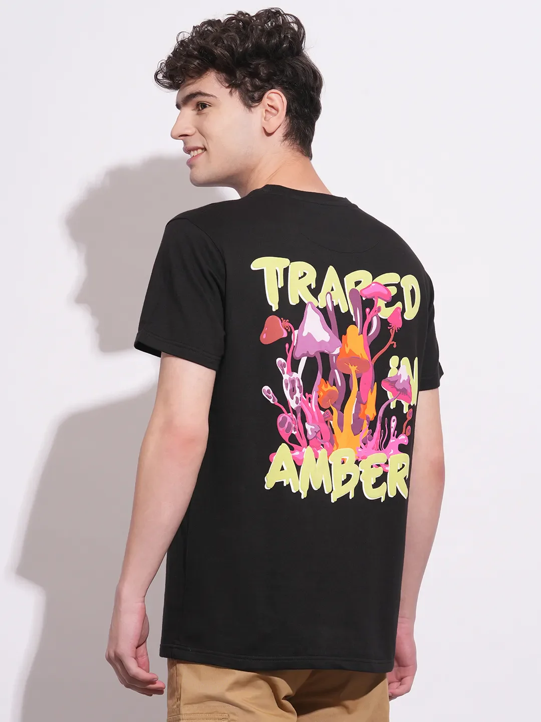 Black Slim Fit Round Neck Men's T-Shirt by Being Human Clothing - Image 3