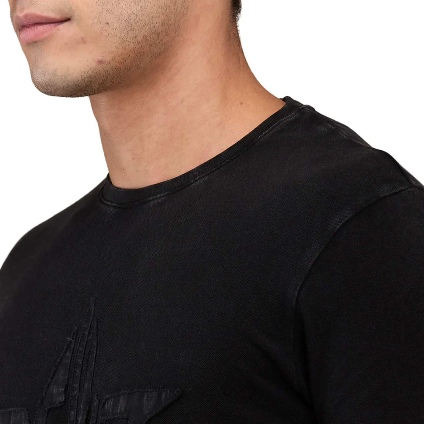 Black Easy Fit Round Neck Men's T-Shirt by Being Human Clothing - Image 5