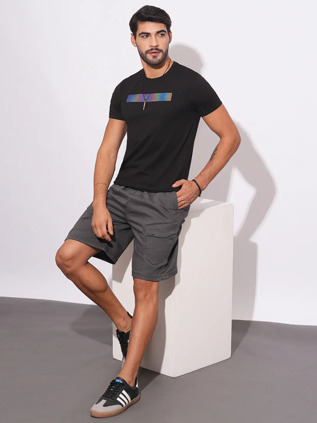 Black Slim Fit Round Neck Men's T-Shirt by Being Human Clothing - Image 4
