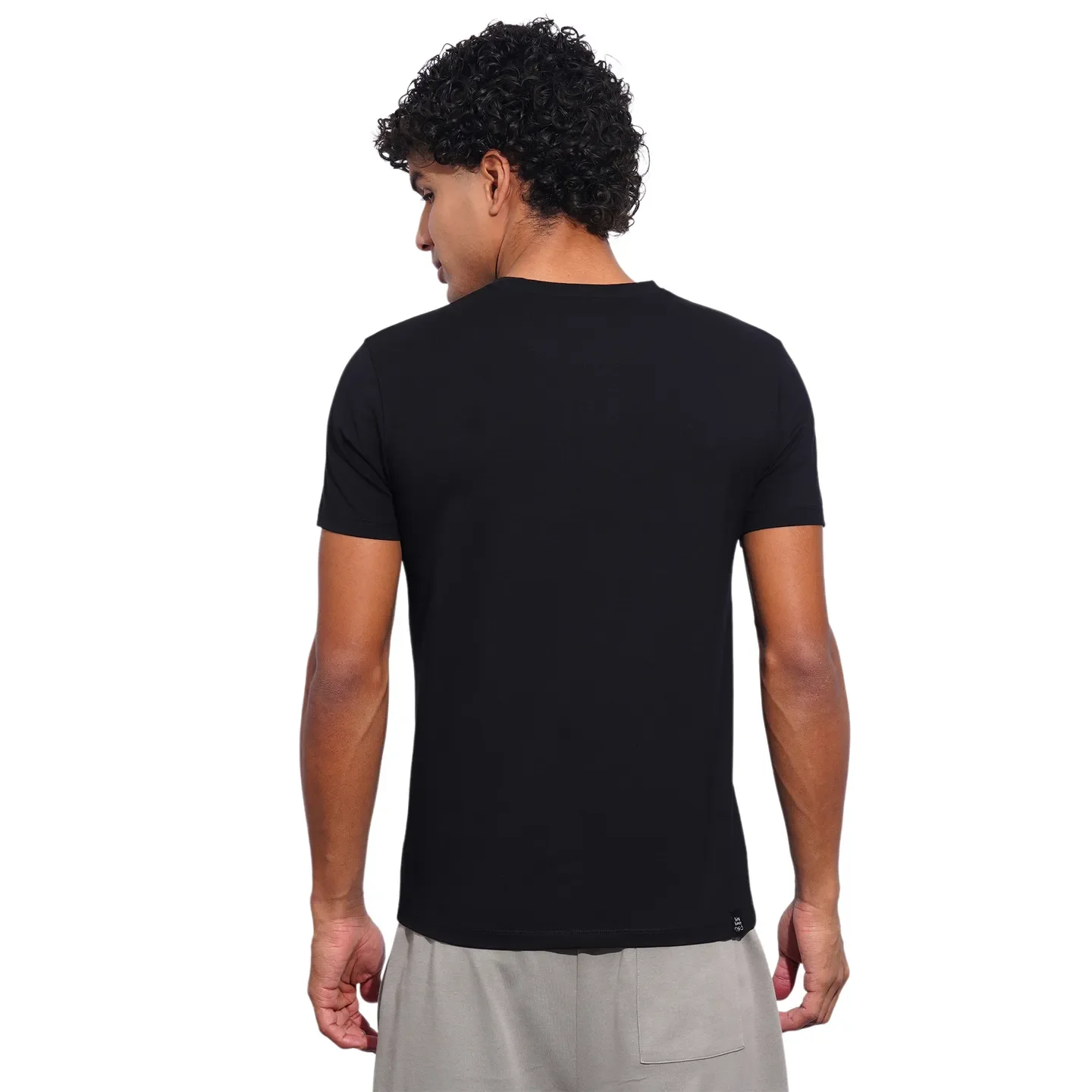 Black Slim Fit Round Neck Men's T-Shirt by Being Human Clothing - Image 3