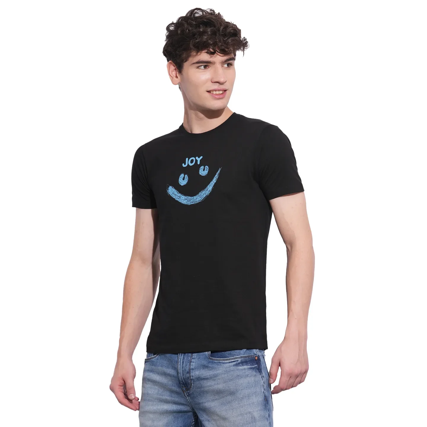Black Slim Fit Round Neck Men's T-Shirt by Being Human Clothing - Image 2