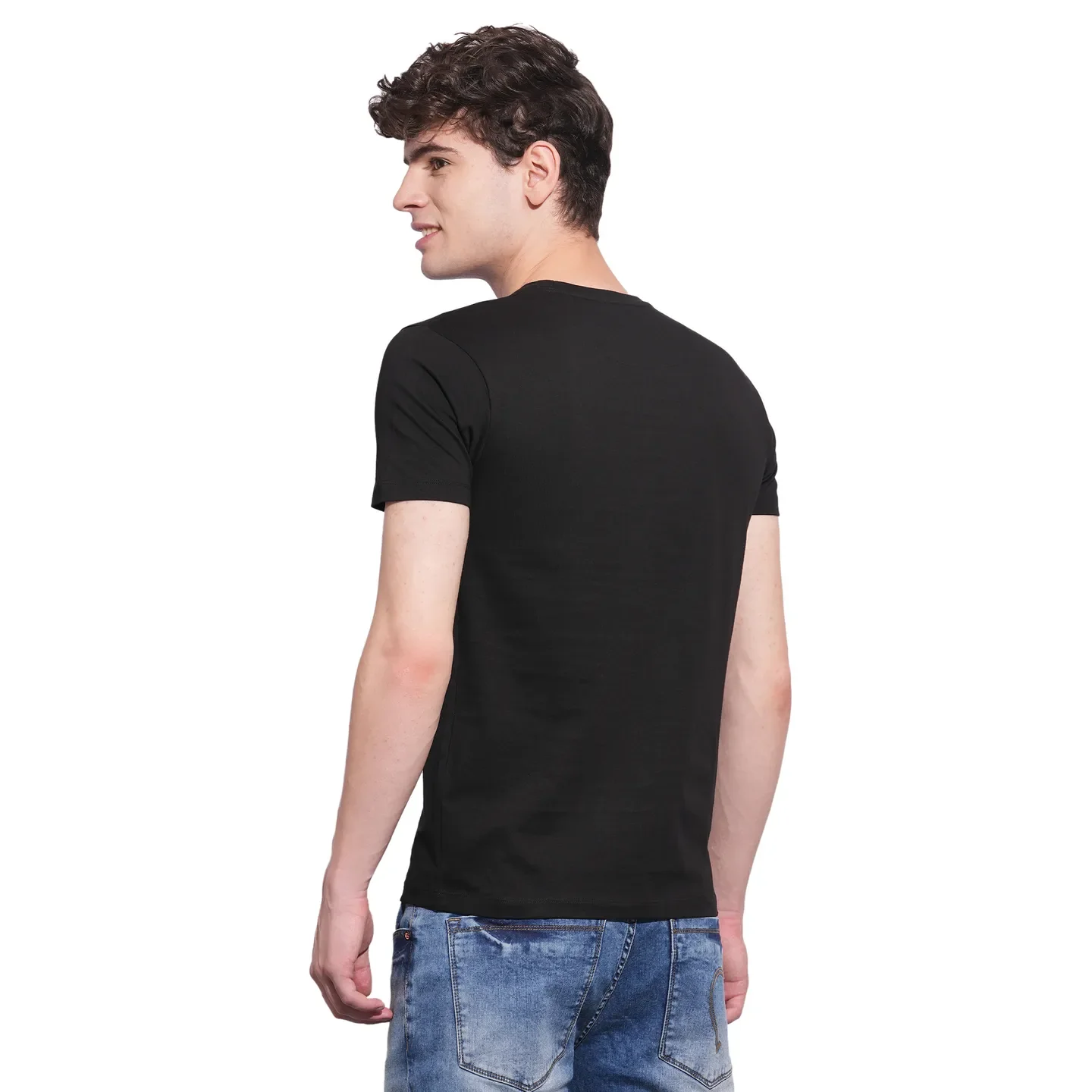 Black Slim Fit Round Neck Men's T-Shirt by Being Human Clothing - Image 3