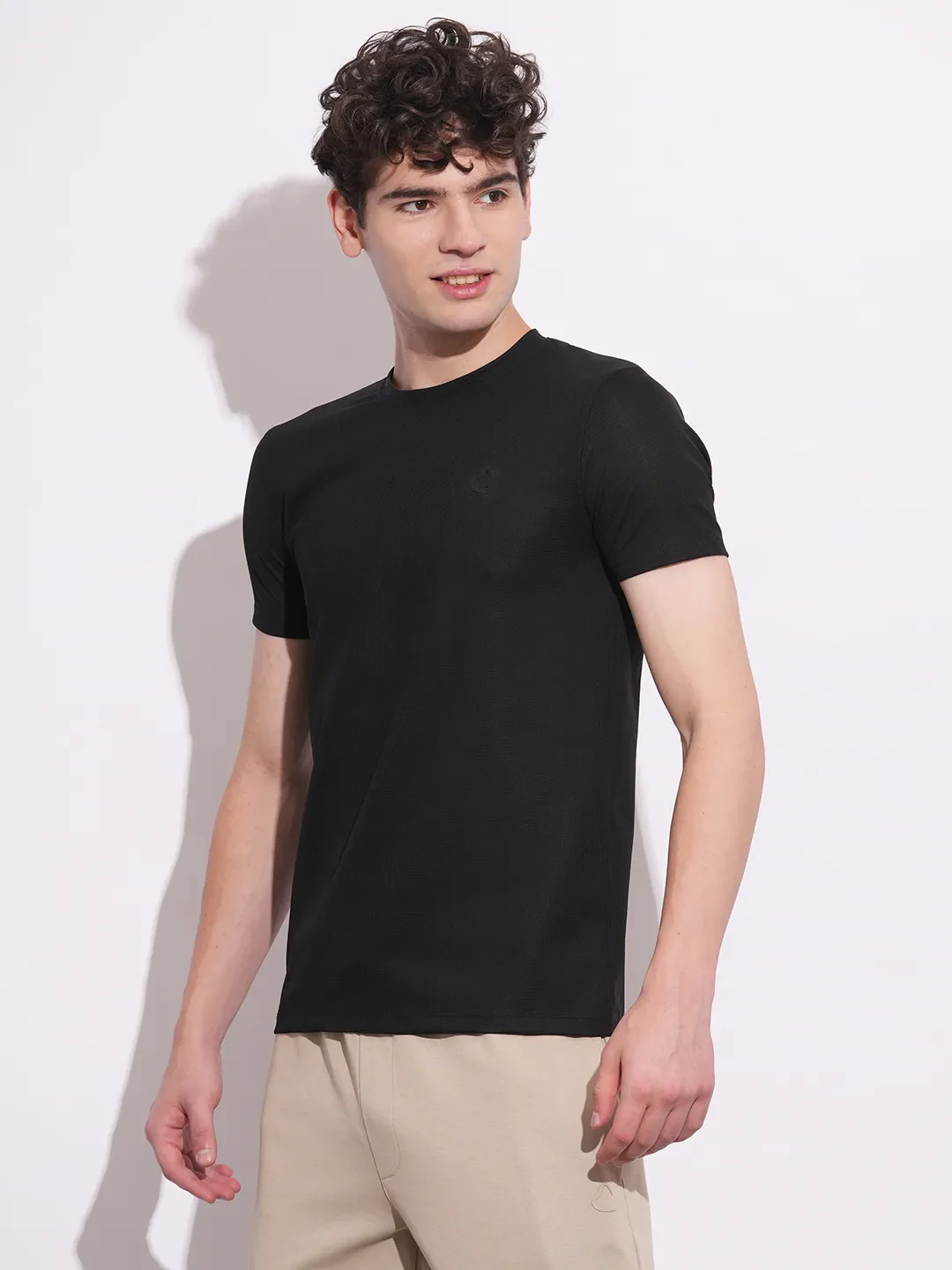 Black Slim Fit Round Neck Men's T-Shirt by Being Human Clothing - Image 2