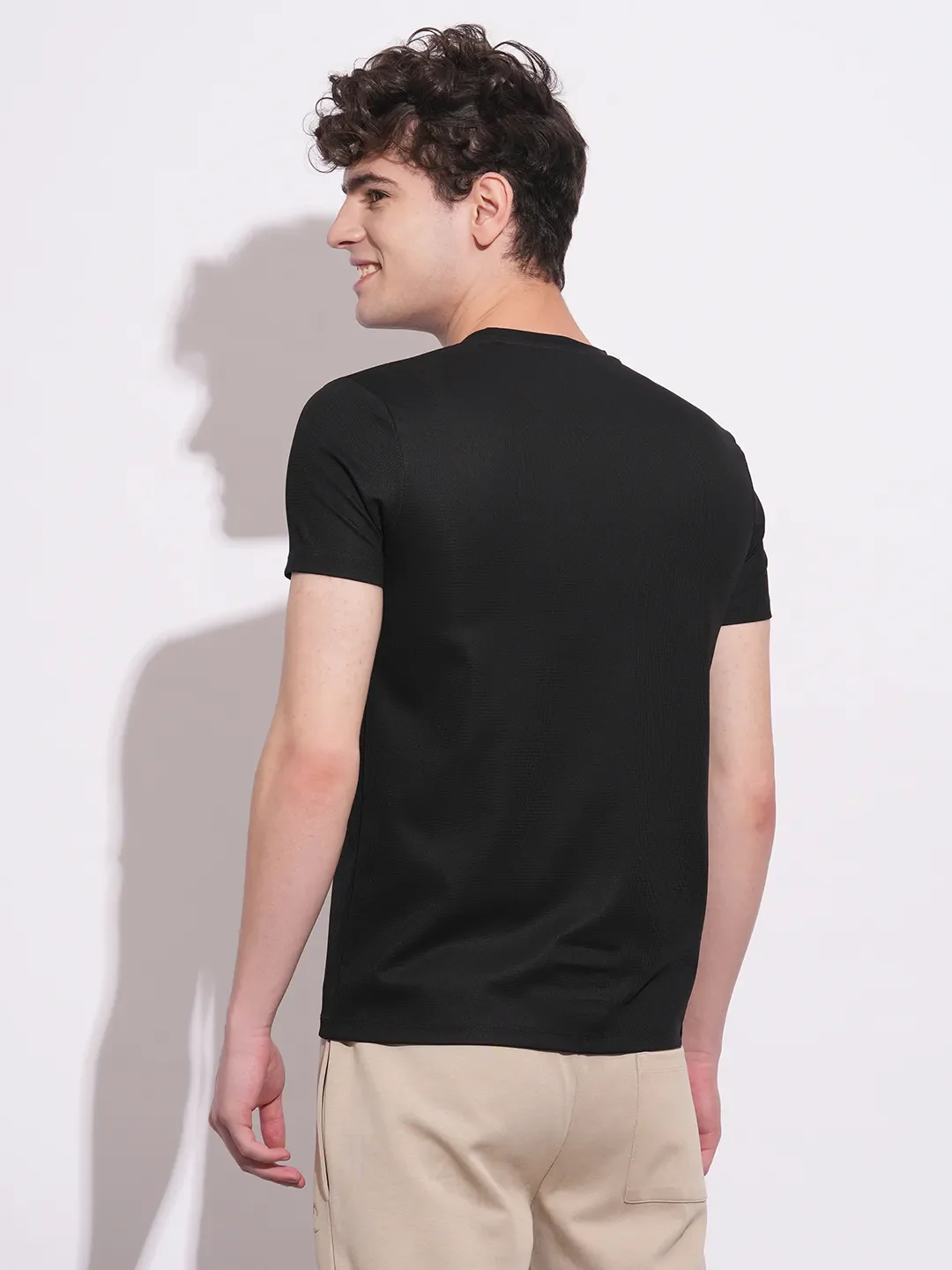 Black Slim Fit Round Neck Men's T-Shirt by Being Human Clothing - Image 3