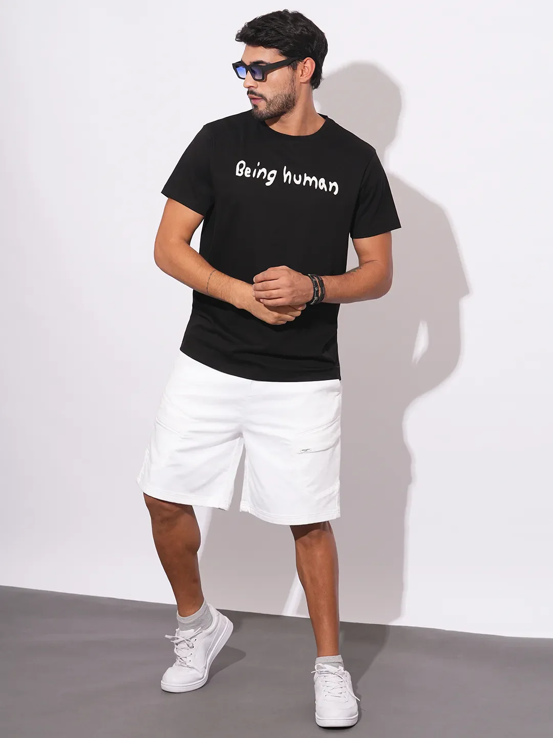 Black Slim Fit Round Neck Men's T-Shirt by Being Human Clothing - Image 4