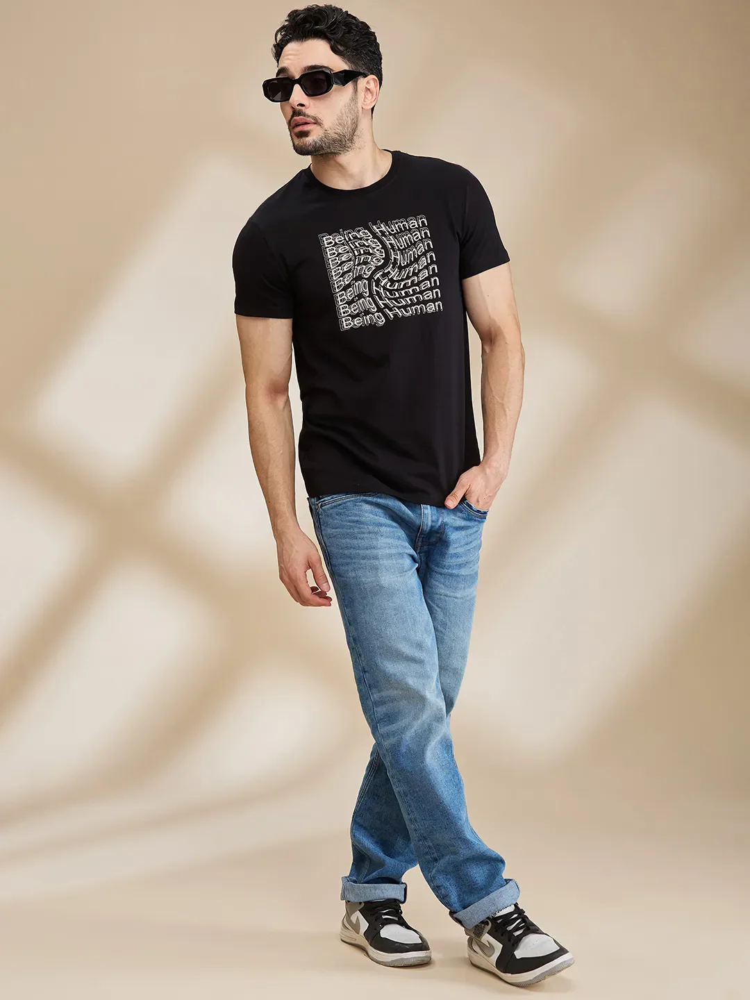 Black Regular Fit Men's Short Sleeves T-Shirt by Being Human Clothing - Image 6