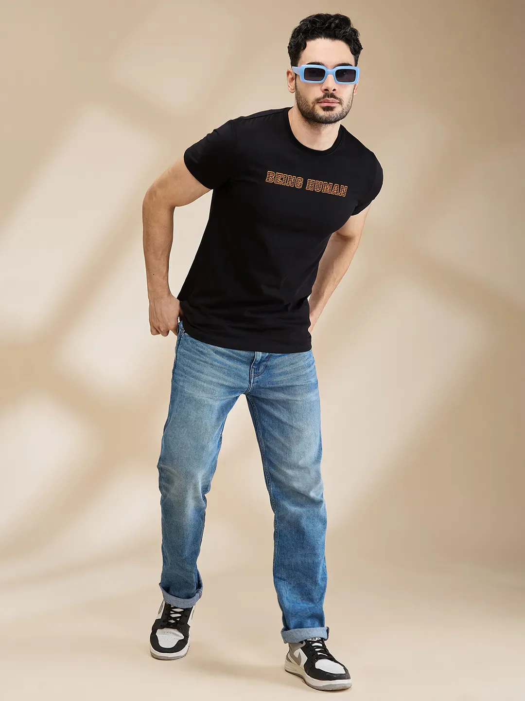 Black Regular Fit Men's Short Sleeves T-Shirt by Being Human Clothing - Image 6