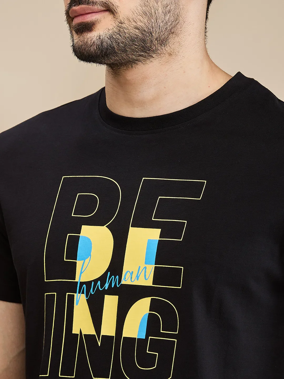 Black Regular Fit Men's Short Sleeves T-Shirt by Being Human Clothing - Image 5