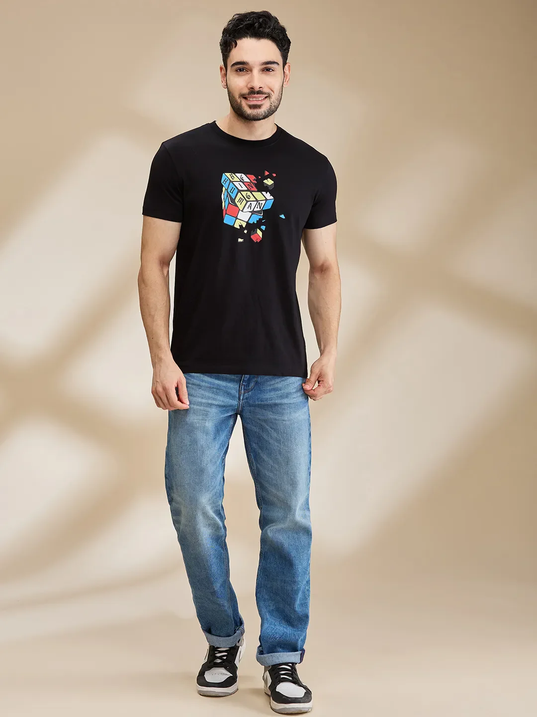 Black Regular Fit Men's Short Sleeves T-Shirt by Being Human Clothing - Image 2