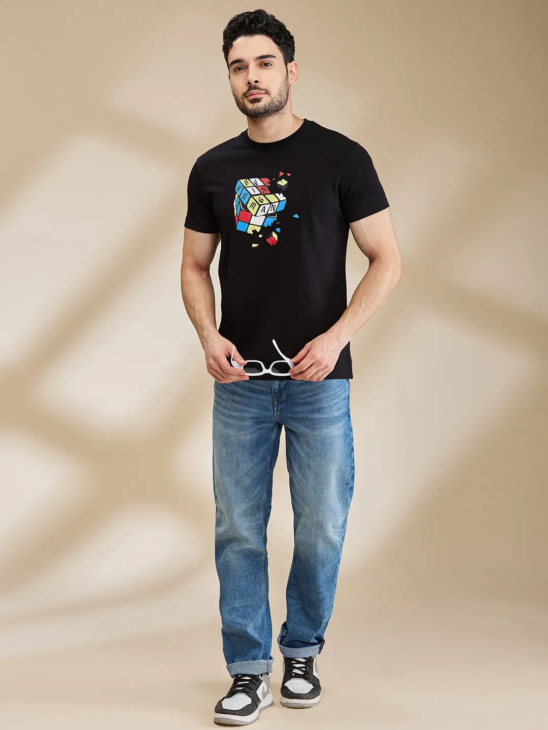 Black Regular Fit Men's Short Sleeves T-Shirt by Being Human Clothing - Image 6