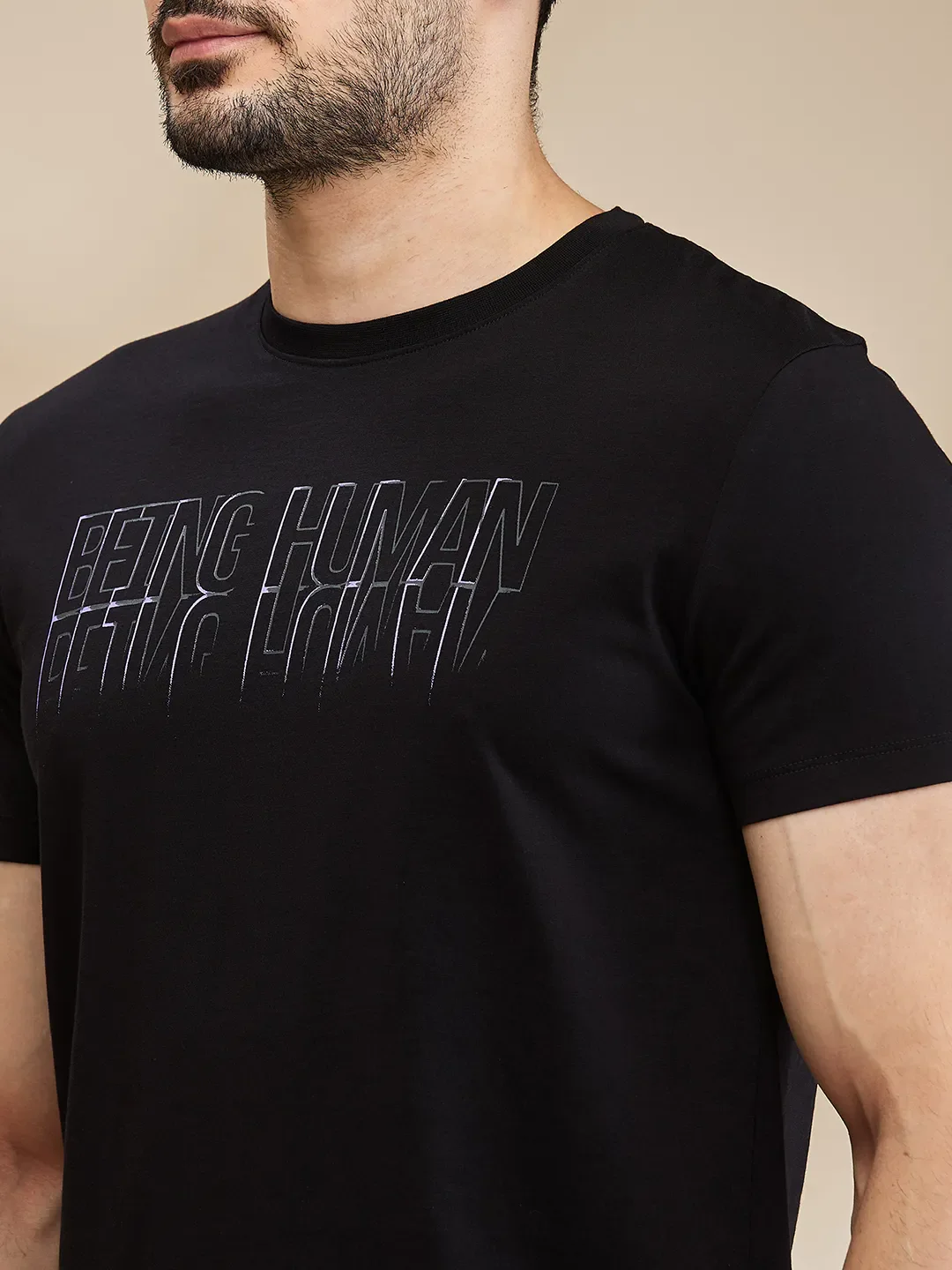 Black Regular Fit Men's Short Sleeves T-Shirt by Being Human Clothing - Image 5