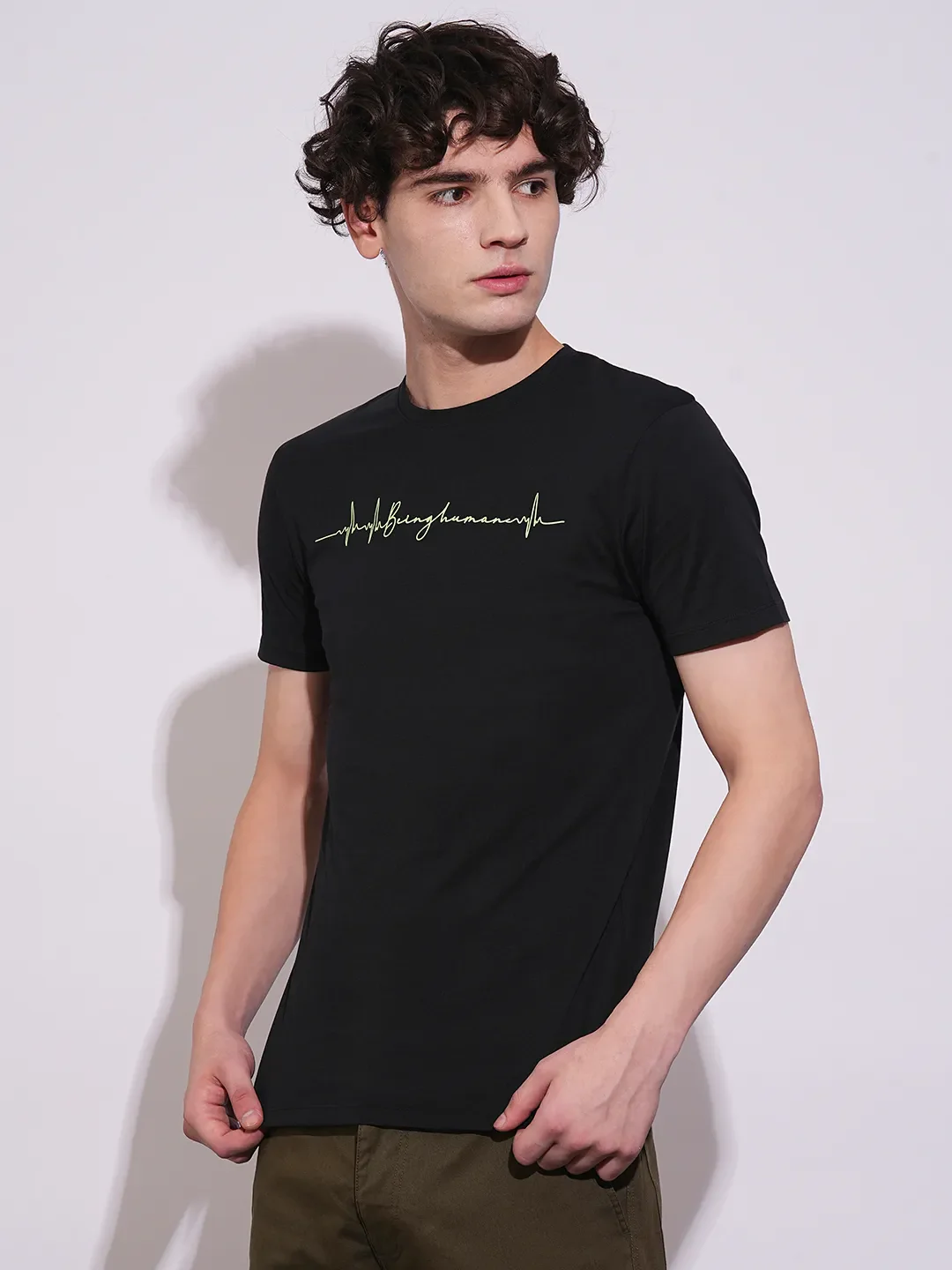 Black Regular Fit Men's Short Sleeves T-Shirt by Being Human Clothing - Image 2
