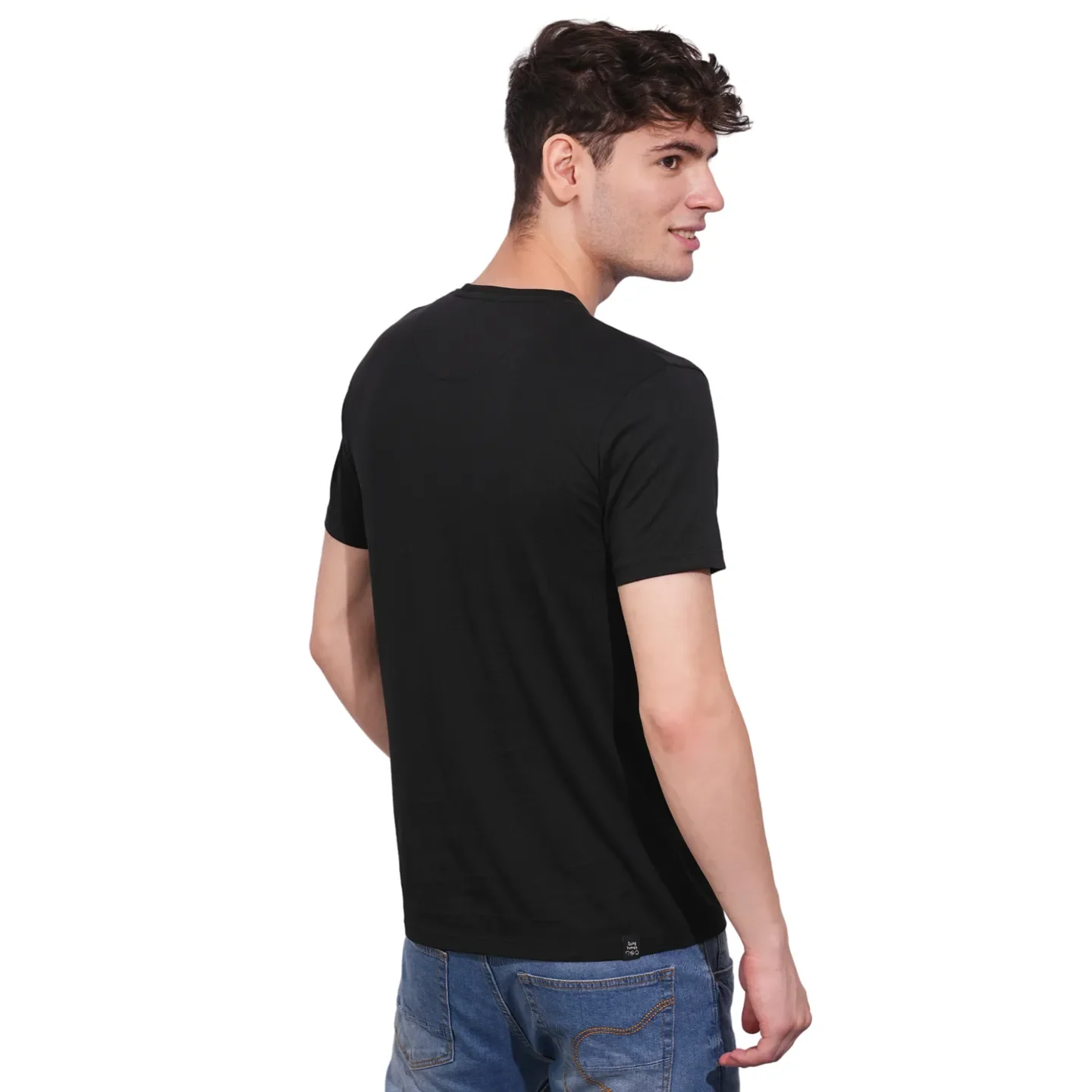 Black Regular Fit Round Neck Men's T-Shirt by Being Human Clothing - Image 3