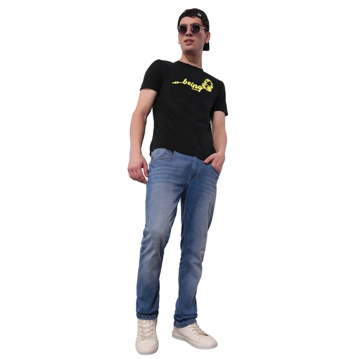 Black Regular Fit Round Neck Men's T-Shirt by Being Human Clothing - Image 4