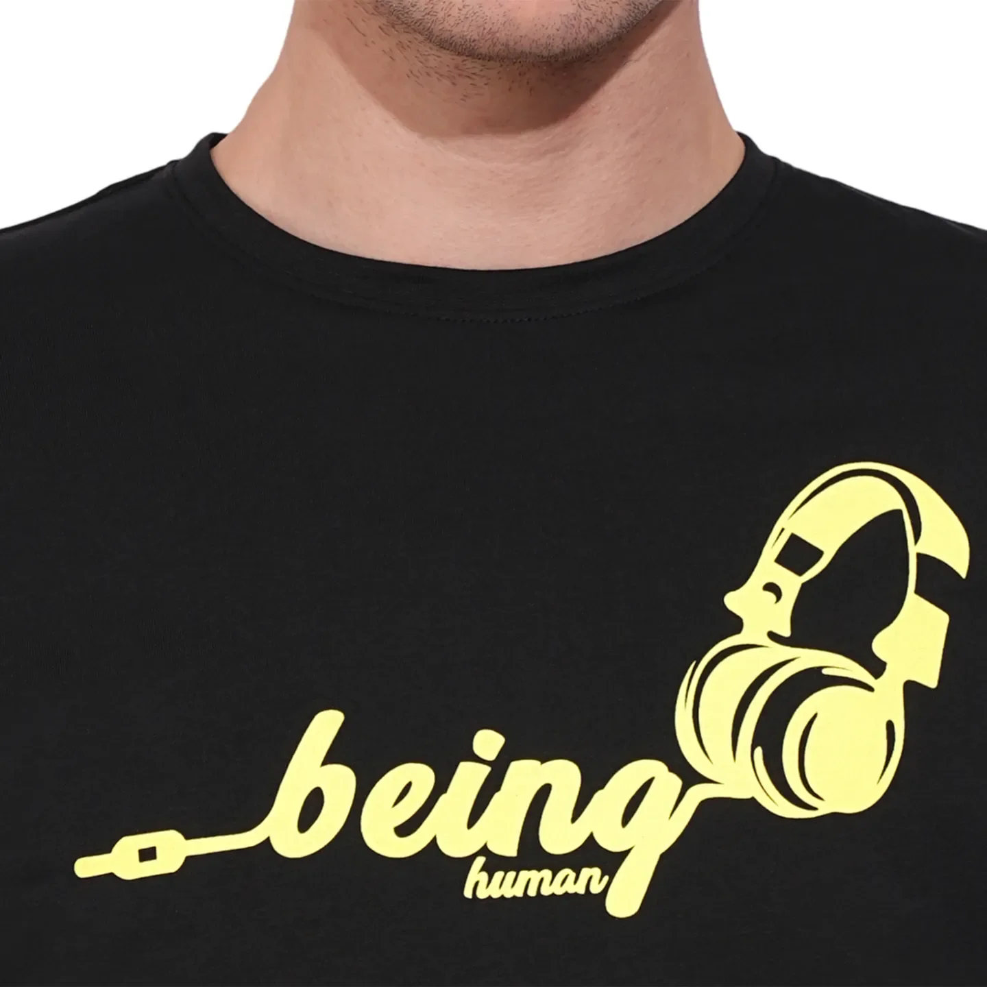 Black Regular Fit Round Neck Men's T-Shirt by Being Human Clothing - Image 5