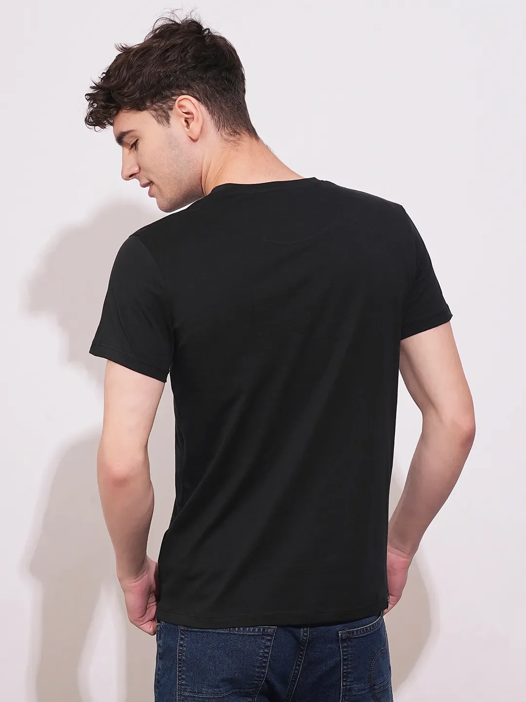 Black Regular Fit Round Neck Men's T-Shirt by Being Human Clothing - Image 3