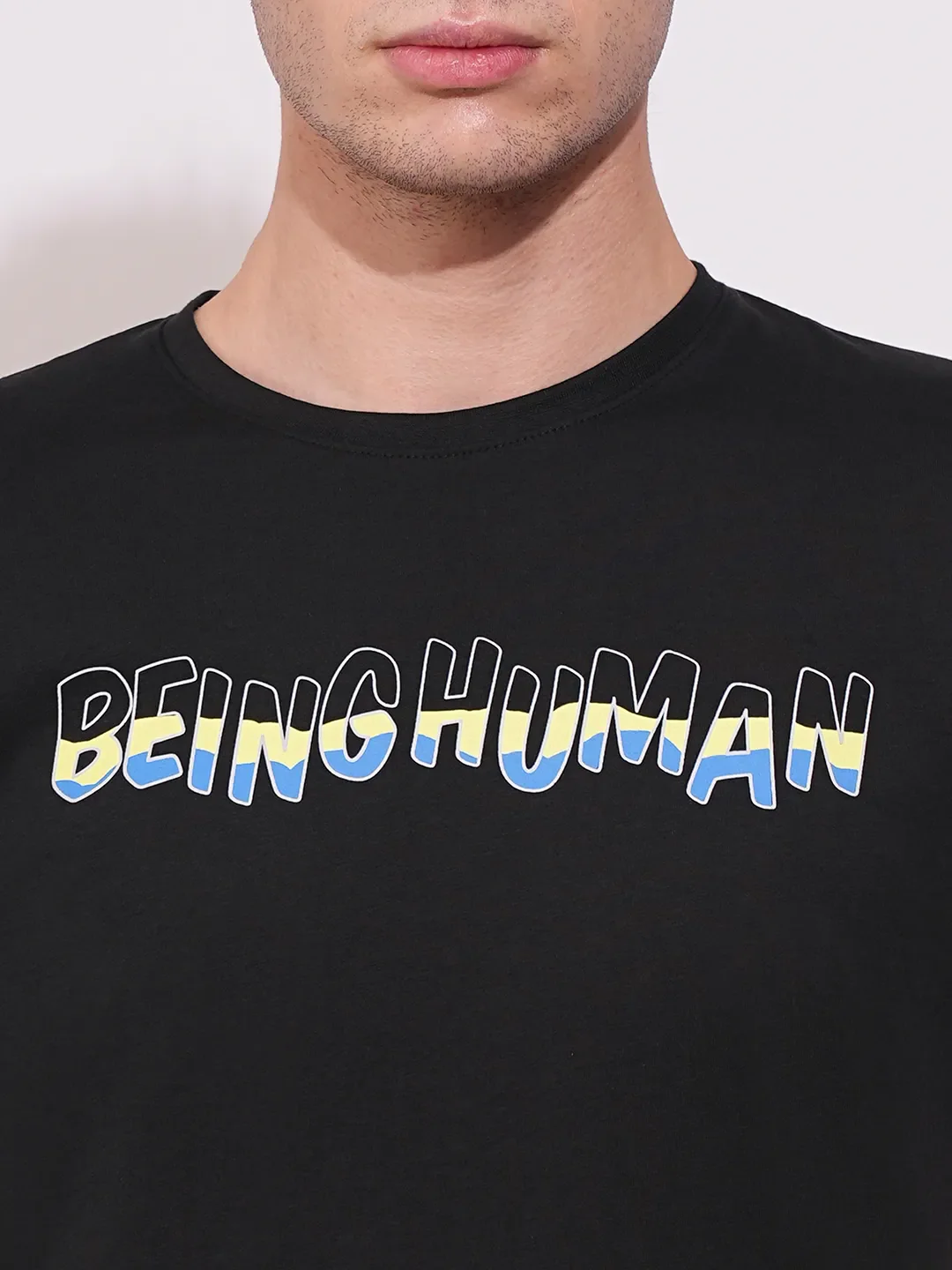 Black Regular Fit Round Neck Men's T-Shirt by Being Human Clothing - Image 5