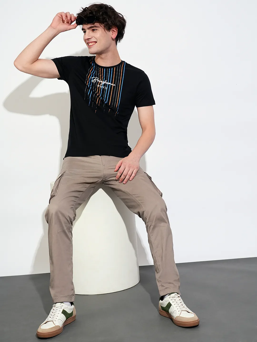 Black Regular Fit Round Neck Men's T-Shirt by Being Human Clothing - Image 4