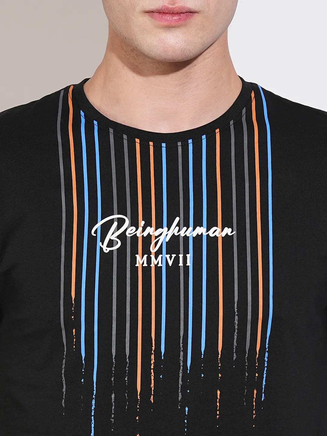 Black Regular Fit Round Neck Men's T-Shirt by Being Human Clothing - Image 5