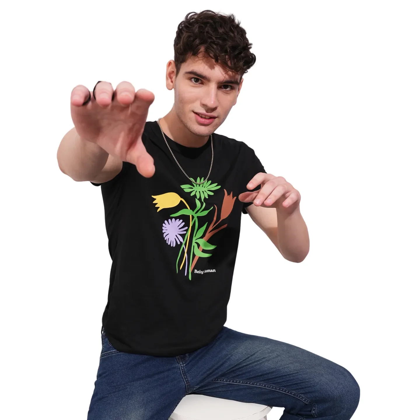 Black Regular Fit Men's Short Sleeves T-Shirt by Being Human Clothing - Image 6