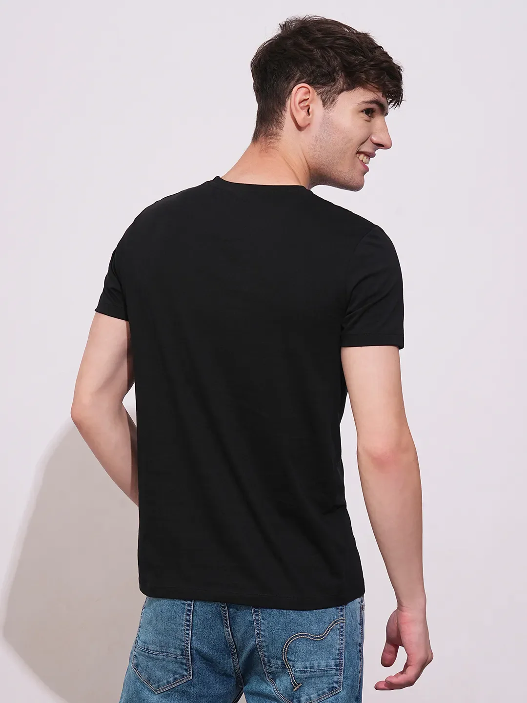 Black Regular Fit Men's Short Sleeves T-Shirt by Being Human Clothing - Image 3