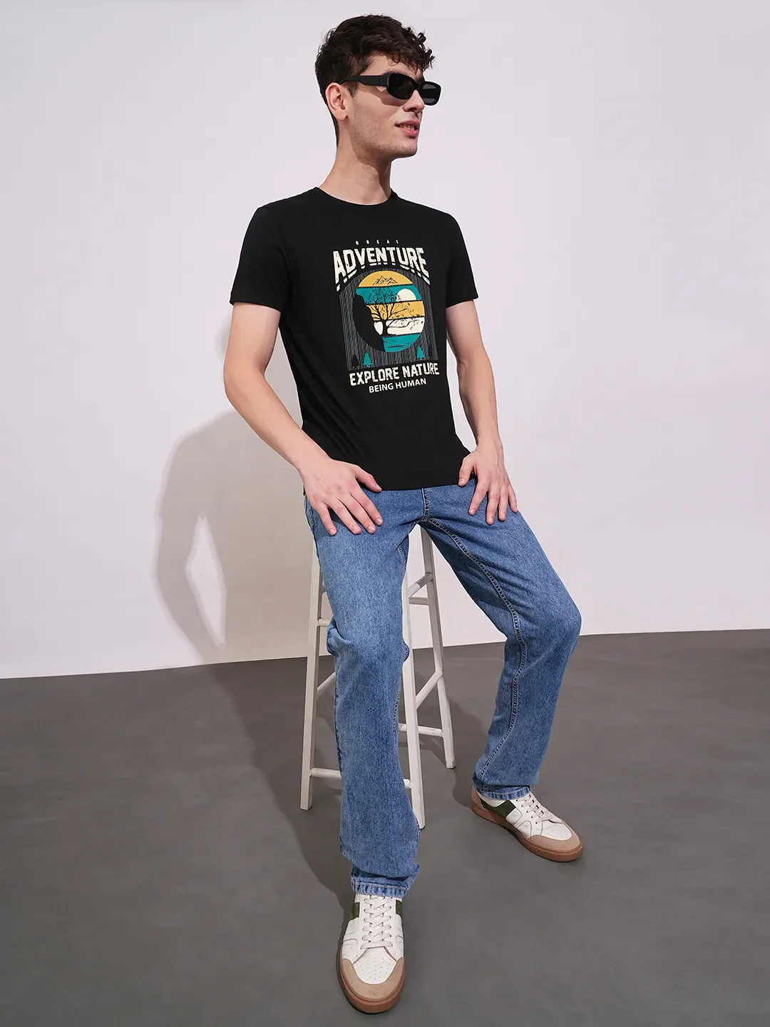 Black Regular Fit Men's Short Sleeves T-Shirt by Being Human Clothing - Image 4