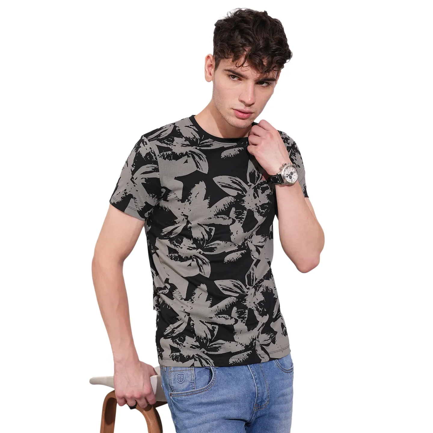 Black Regular Fit Men's Short Sleeves T-Shirt by Being Human Clothing - Image 6