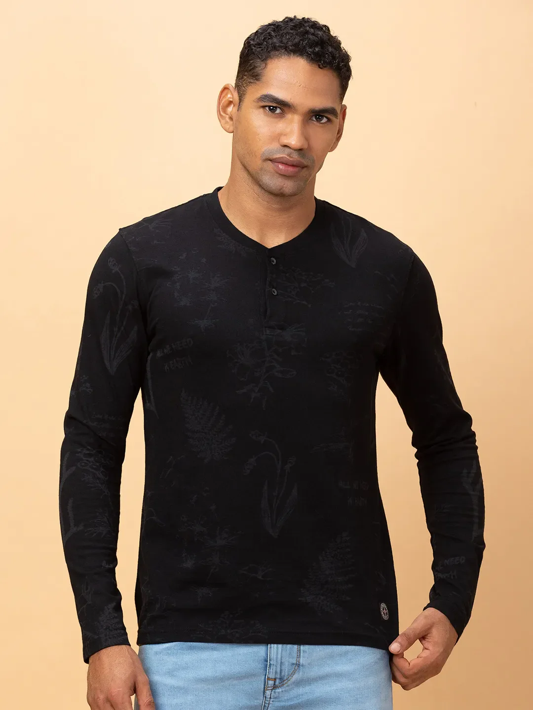 Black Sulpher Regular Fit Round Neck Men's T-Shirt by Being Human Clothing